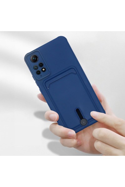 حافظة هاتف Xiaomi Redmi Note 12 Pro من السيليكون الناعم مع حامل بطاقات Zebana باللون الأزرق