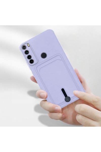 حافظة هاتف Xiaomi Redmi Note 8 من السيليكون الناعم مع حامل بطاقة Zebana أرجواني