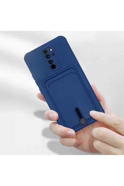 حافظة هاتف Xiaomi Redmi 9 Zebana من السيليكون الناعم مع حامل بطاقة باللون الأزرق