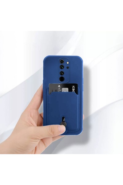 حافظة هاتف Xiaomi Redmi 9 Zebana من السيليكون الناعم مع حامل بطاقة باللون الأزرق