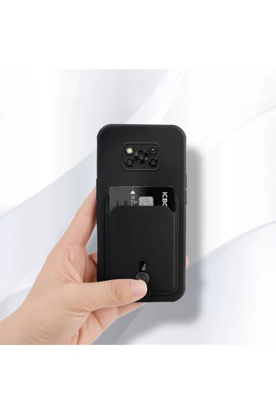 حافظة هاتف Xiaomi Poco X3 Sweet Soft من السيليكون مع حامل بطاقة NFC Zebana باللون الأسود