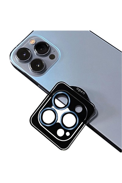 Apple - iPhone 14 Pro Zebana ZBN-KL01 Safir Kamera Lens Koruma Camı (Kolay Takma Aparatlı) - Siyah