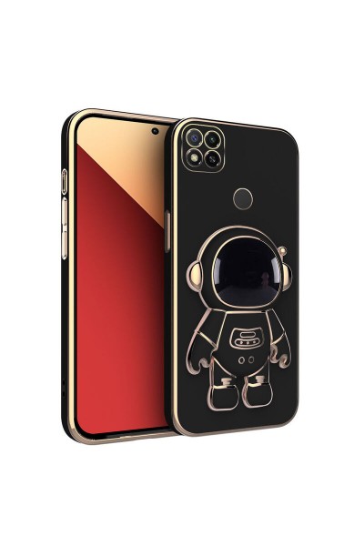 Xiaomi - Redmi 9C Zebana Standlı Astronot Silikon Kılıf - Siyah