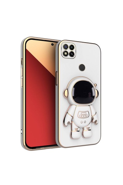 Xiaomi - Redmi 9C Zebana Standlı Astronot Silikon Kılıf - Beyaz