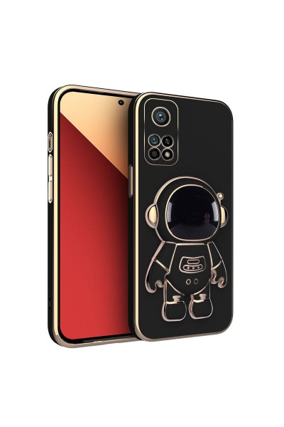 Xiaomi - Mi 10T Pro Zebana Standlı Astronot Silikon Kılıf - Siyah