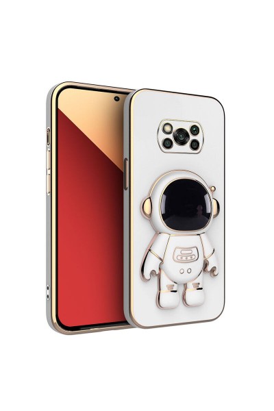 Xiaomi - Poco X3 Zebana Standlı Astronot Silikon Kılıf - Beyaz