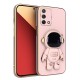 Oppo - A74  Zebana Standlı Astronot Silikon Kılıf - Rose Gold