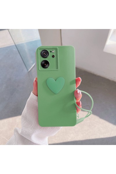 حافظة هاتف Xiaomi Mi 13T Love Heart من السيليكون باللون الأخضر الفاتح