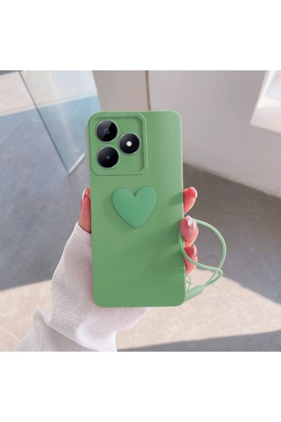 جراب Realme C53 Love Heart من السيليكون باللون الأخضر الفاتح