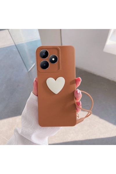 جراب سيليكون Realme C53 Zebana Heart Love بني