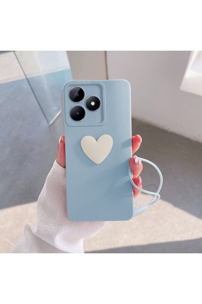 جراب Realme C53 Zebane Heart Love من السيليكون باللون الأزرق الفاتح