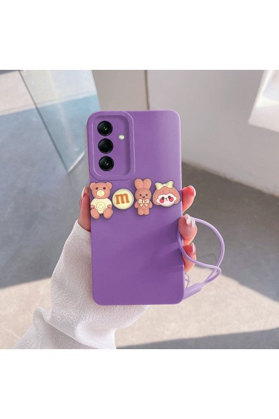 Samsung - Galaxy A04e Zebana Love Bear Silikon Kılıf - Pembe - Lila