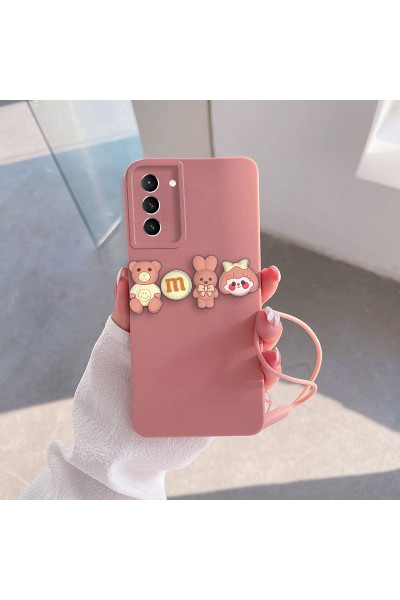 Samsung - Galaxy S23 Zebana Love Bear Silikon Kılıf - Rose Gold