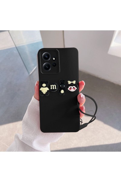 Xiaomi - Redmi Note 12 Zebana Love Bear Silikon Kılıf - Siyah