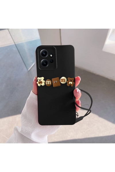 Xiaomi - Redmi Note 12 Zebana Love Bear Silikon Kılıf - Siyah - Kahverengi