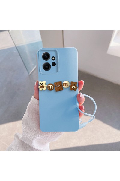 Xiaomi - Redmi Note 12 Zebana Love Bear Silikon Kılıf - Kahverengi - Açık Mavi