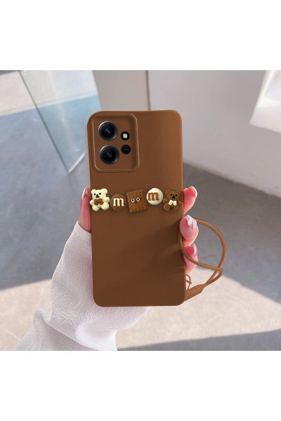 Xiaomi - Redmi Note 12 Zebana Love Bear Silikon Kılıf - Kahverengi