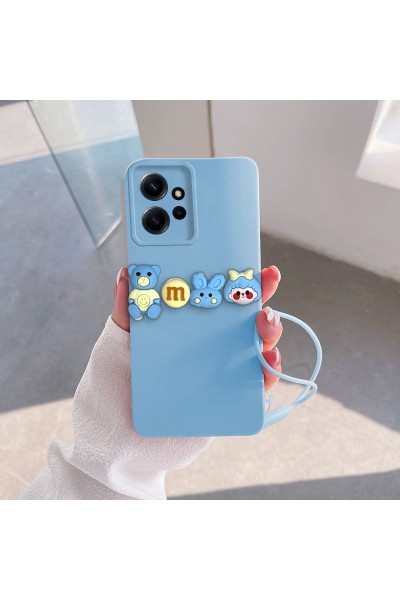 Xiaomi - Redmi Note 12 Zebana Love Bear Silikon Kılıf - Açık Mavi