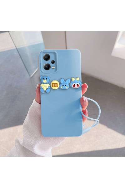 Xiaomi - Poco X5 5G Zebana Love Bear Silikon Kılıf - Açık Mavi