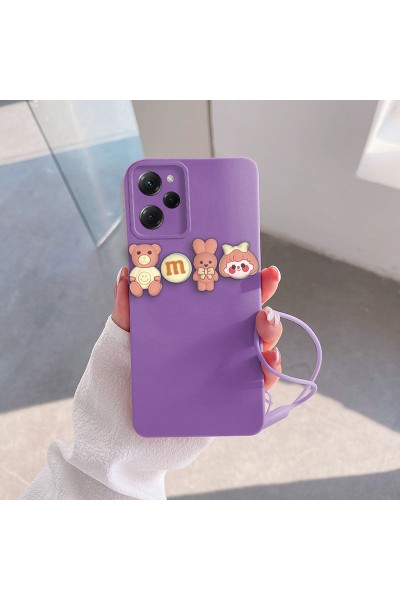 Xiaomi - Poco X5 Pro 5G Zebana Love Bear Silikon Kılıf - Pembe - Lila