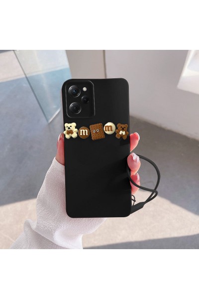 Xiaomi - Poco X5 Pro 5G Zebana Love Bear Silikon Kılıf - Siyah - Kahverengi