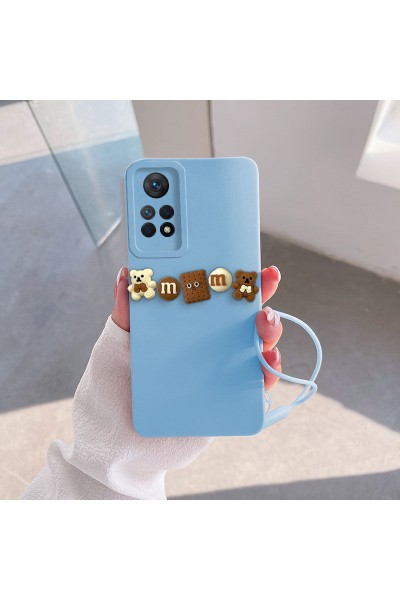 Xiaomi - Redmi Note 12 Pro Zebana Love Bear Silikon Kılıf - Kahverengi - Açık Mavi