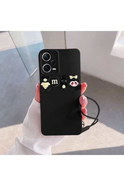 Xiaomi - Redmi Note 12 Pro 5G Zebana Love Bear Silikon Kılıf - Siyah