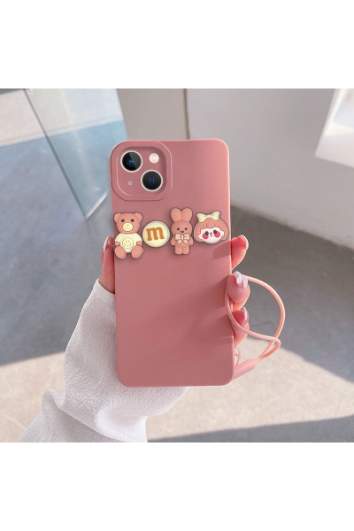 Apple - iPhone 15 Zebana Love Bear Silikon Kılıf - Pembe