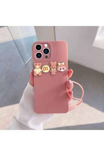 Apple - iPhone 15 Pro Zebana Love Bear Silikon Kılıf - Pembe