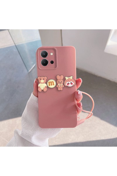 Vivo - Y36 Zebana Love Bear Silikon Kılıf - Pembe