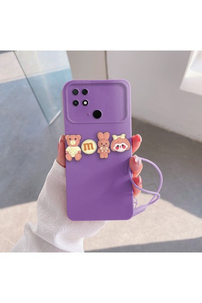 Xiaomi - Poco C40 Zebana Love Bear Silikon Kılıf - Pembe - Lila