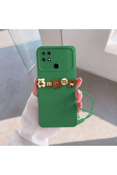 Xiaomi - Poco C40 Zebana Love Bear Silikon Kılıf - Kahverengi - Yeşil