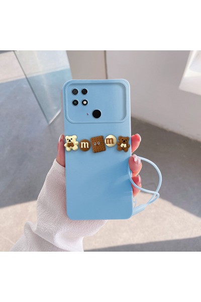 Xiaomi - Poco C40 Zebana Love Bear Silikon Kılıf - Kahverengi - Açık Mavi