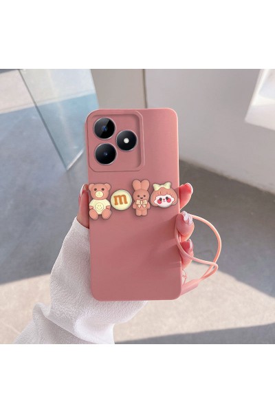 Realme - C53 Zebana Love Bear Silikon Kılıf - Pembe