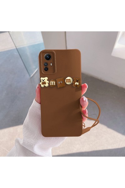 Xiaomi - Redmi Note 12S Zebana Love Bear Silikon Kılıf - Kahverengi