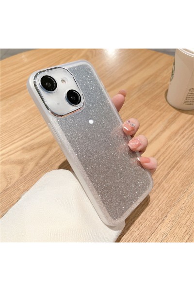Apple - iPhone 14 Zebana Işıltım Silikon Kılıf - Kamera Lens Korumalı - Gri