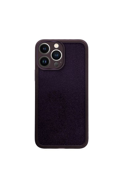 Apple - iPhone 14 Pro Zebana Işıltım Silikon Kılıf - Kamera Lens Korumalı - Derin Mor