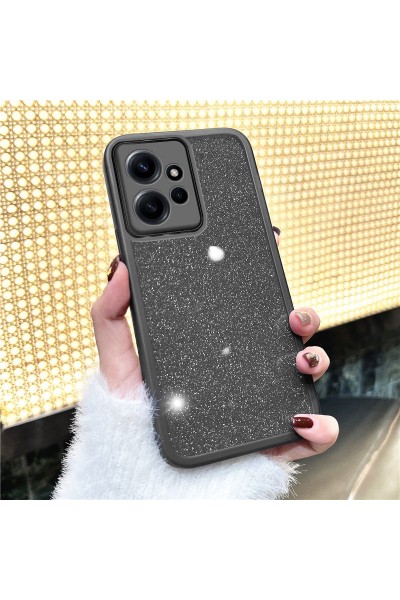 حافظة هاتف Xiaomi Redmi Note 12 Zebana Sparkle من السيليكون مع حماية عدسة الكاميرا باللون الأسود