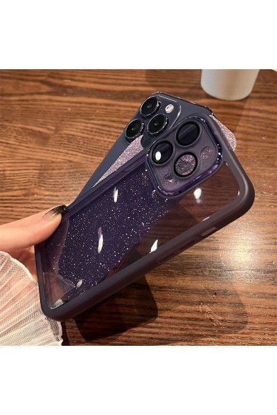 Apple - iPhone 11 Pro Max Zebana Işıltım Silikon Kılıf - Kamera Lens Korumalı - Derin Mor