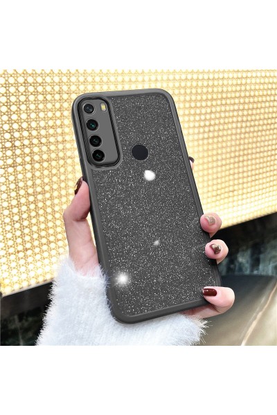 حافظة هاتف Xiaomi Redmi Note 8 Zebana Sparkle من السيليكون مع حماية عدسة الكاميرا باللون الأسود