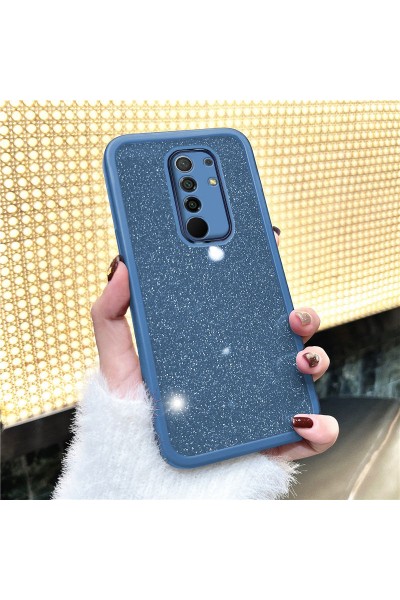 حافظة هاتف Xiaomi Redmi 9 Zebana Sparkle من السيليكون مع حماية عدسة الكاميرا باللون الأزرق الفاتح