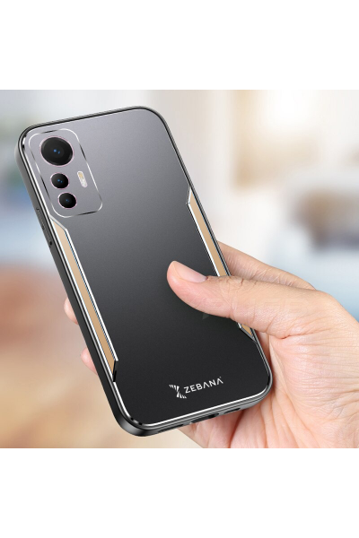 حافظة هاتف Xiaomi Mi 12 Lite Zebana Metal Mitras بحواف من السيليكون باللون الذهبي