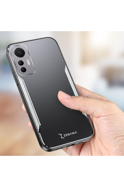 حافظة هاتف Xiaomi Mi 12 Lite Zebana Metal Mitras بحواف من السيليكون باللون الرمادي