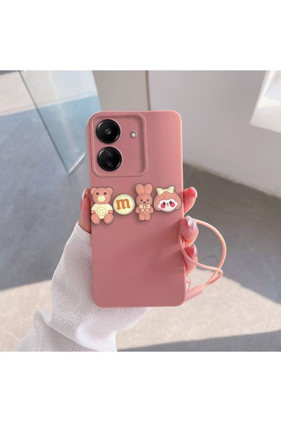 Xiaomi - Redmi 13C Zebana Love Bear Silikon Kılıf - Pembe