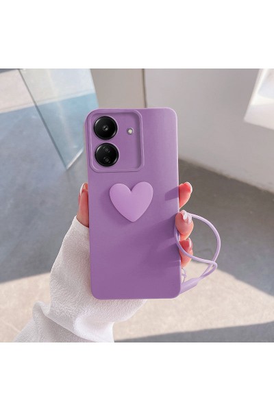 غطاء سيليكون لهاتف Xiaomi Poco C65 Love أرجواني