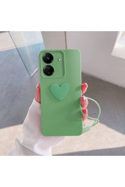 جراب هاتف Xiaomi Poco C65 Love Heart من السيليكون باللون الأخضر الفاتح