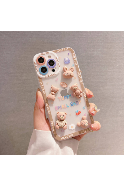 Apple - iPhone 11 Pro Zebana Bear and Rabbit Silikon Kılıf - Kahverengi