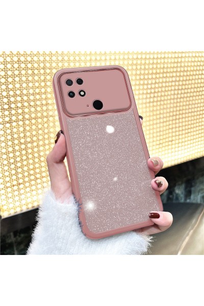 جراب هاتف Xiaomi - Poco C40 Zebana Sparkle من السيليكون - حماية لعدسة الكاميرا - وردي