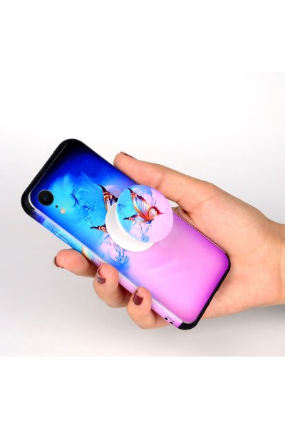 غطاء حماية من السيليكون لهاتف Apple - iPhone XR Popsocket - نموذج 3