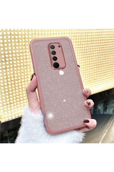 غطاء حماية من السيليكون لهاتف Xiaomi - Redmi 9 Zebana Sparkle - حماية عدسة الكاميرا - وردي